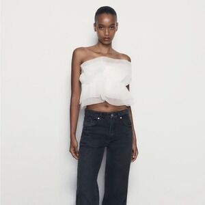 ZARA ORGANZA BANDEAU TOP. Brand new with tag. Size S